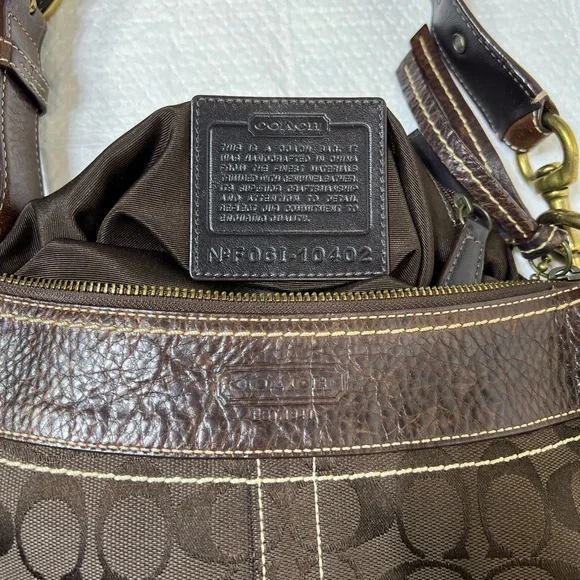 Coach Brown Signature Crossbody Shoulder Bag with Leather Trim Brown F061-10402 - Picture 3 of 10